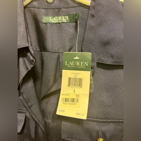 Ralph Lauren beautiful satin blue button down shirt size large - Picture 6 of 8